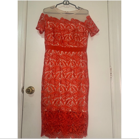 JAX Zinnia illusion lace sheath dress—red - Picture 6 of 6
